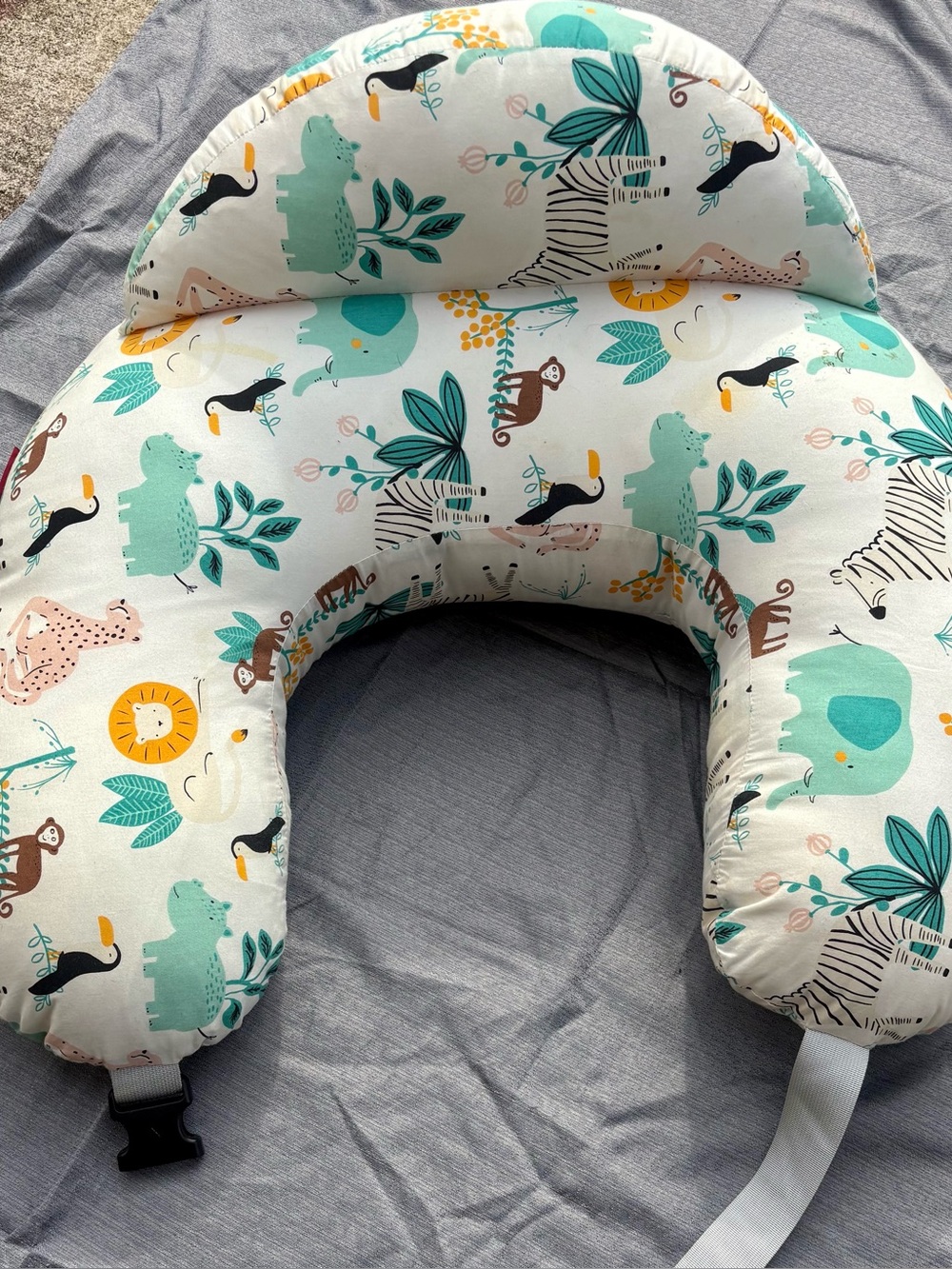 Mom Cozy XLarge Nursing Pillow with Teal Safari Animal Print